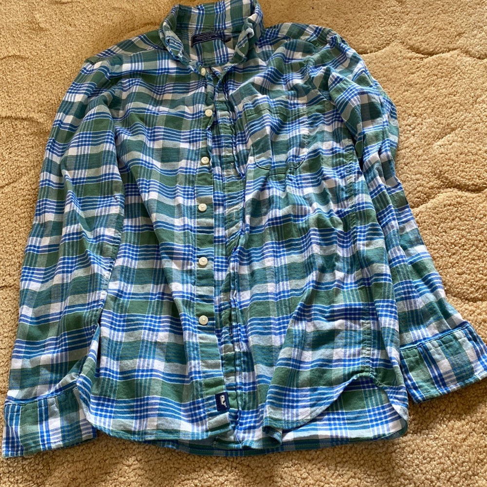 NWOT Vineyard vine men’s button-down size extra small colors green and blue